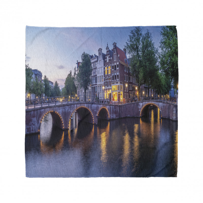 Amsterdam Bandana Akşam Vakti Işıltılı Şehir Manzarası