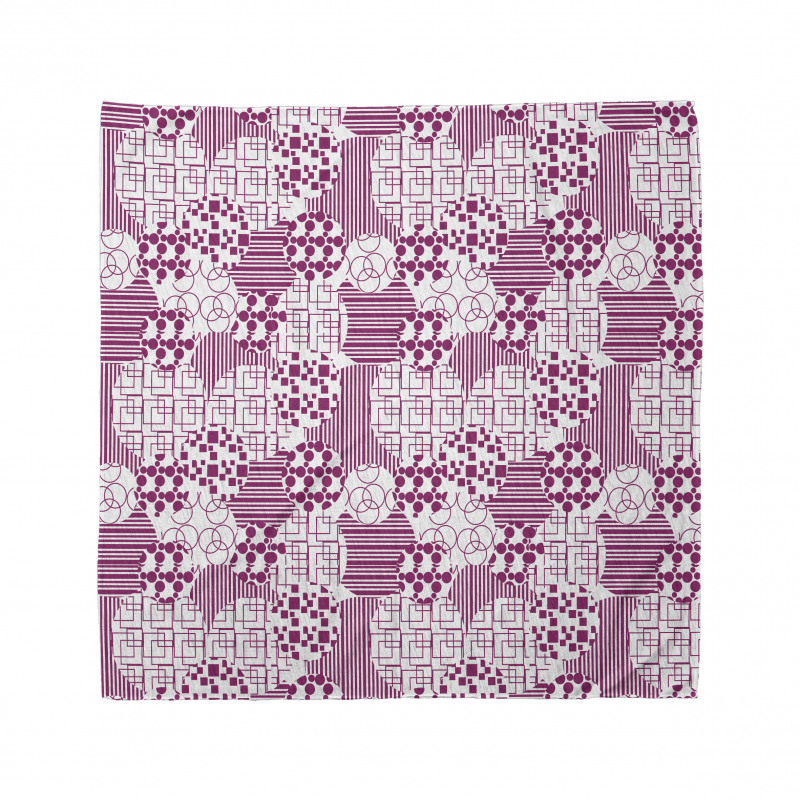 Geometrik Bandana İçi Dolu ve Boş Kareler ile Çizgiler