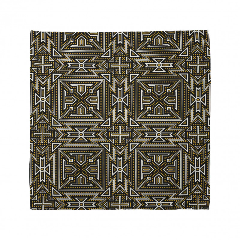 Geometrik Bandana Modern ve Lüks Üçgenler Kare ile Çizgi