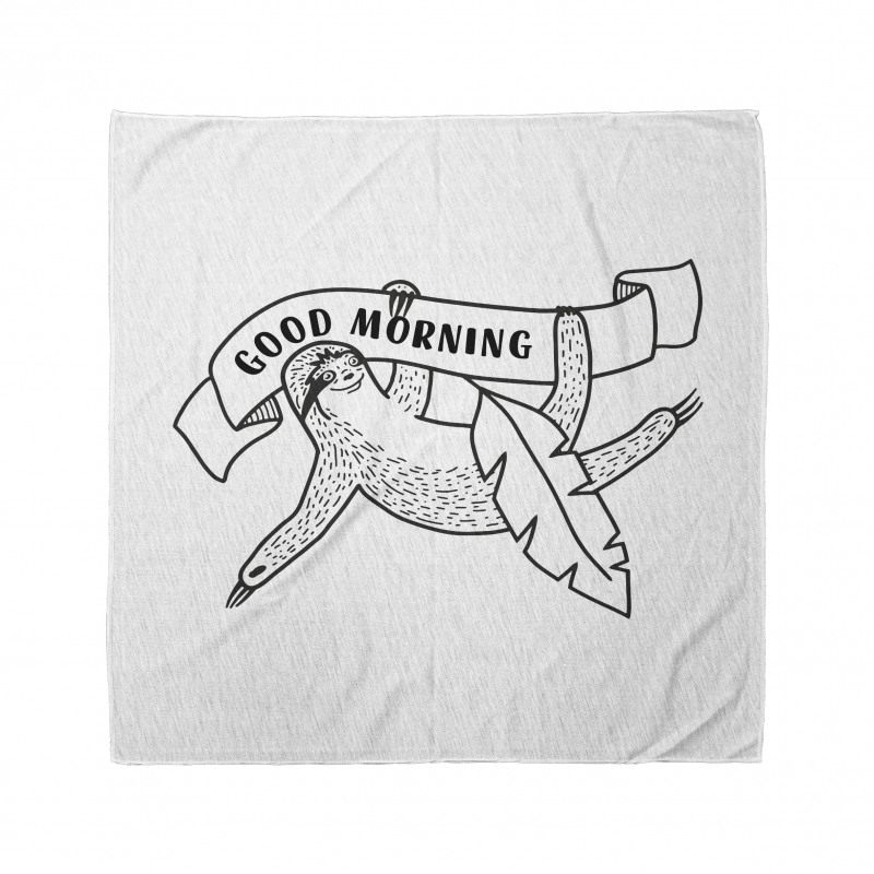 Karikatür Bandana Good Morning Mesajı Veren Tembel Hayvan 