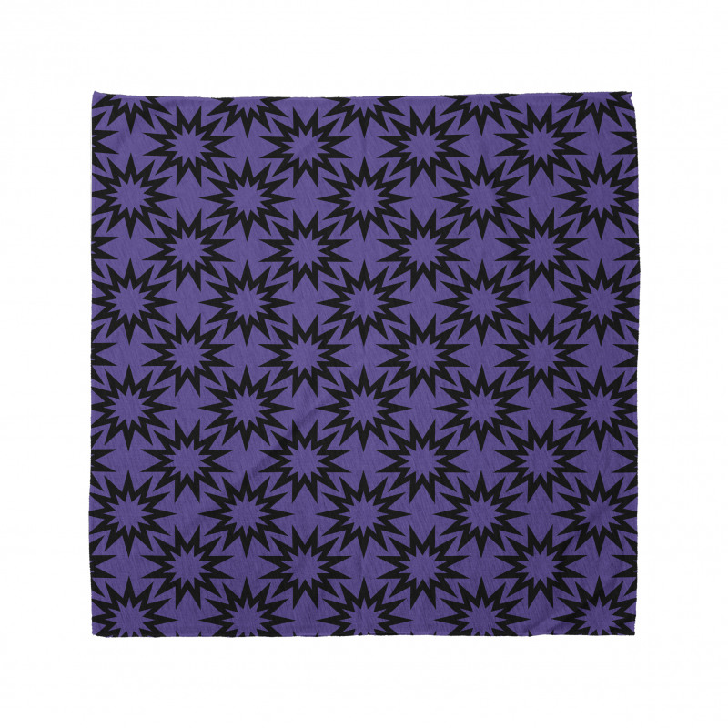 Geometrik Bandana Mor Arka Planda Soyut Yıldızımsı Şekiller