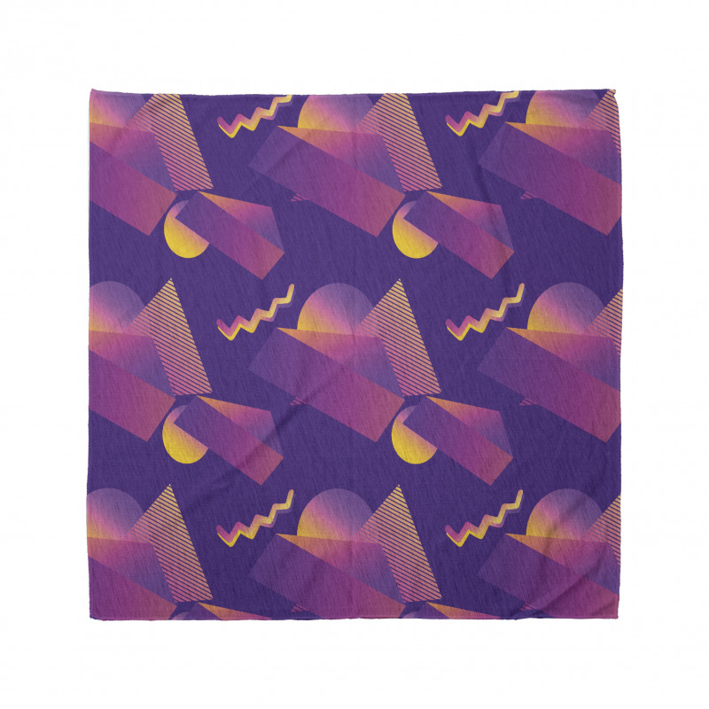 Geometrik Bandana Soyut Retro Sanat Küp Üçgen Daire Deseni