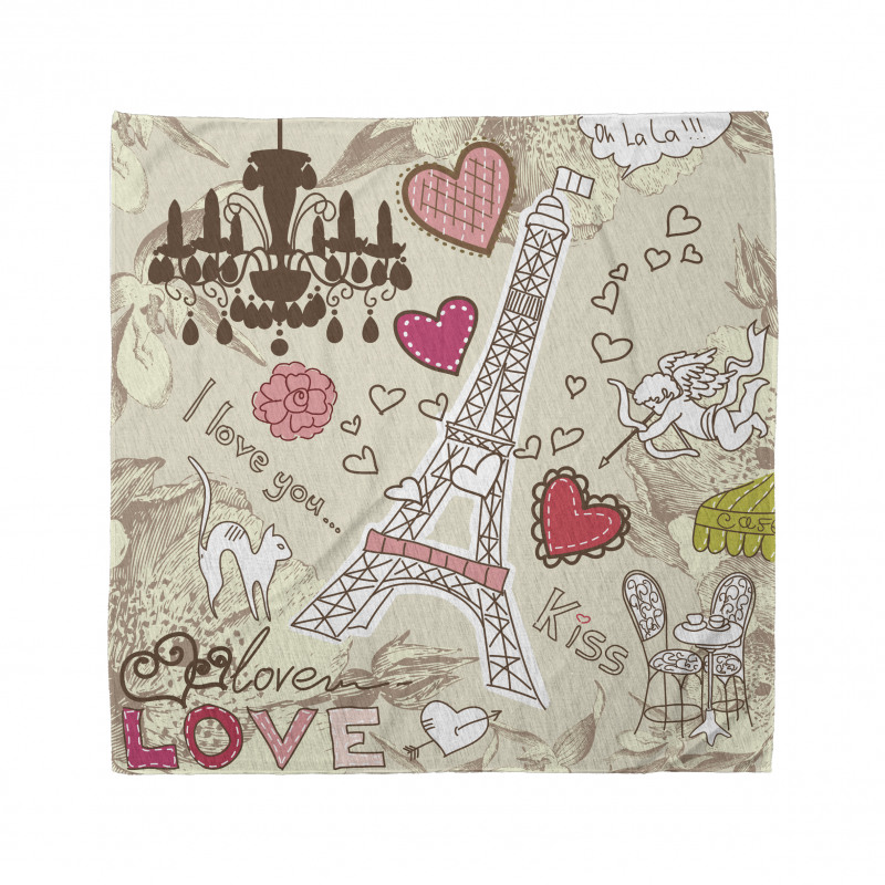 Doodle Eiffel Tower Love Bandana