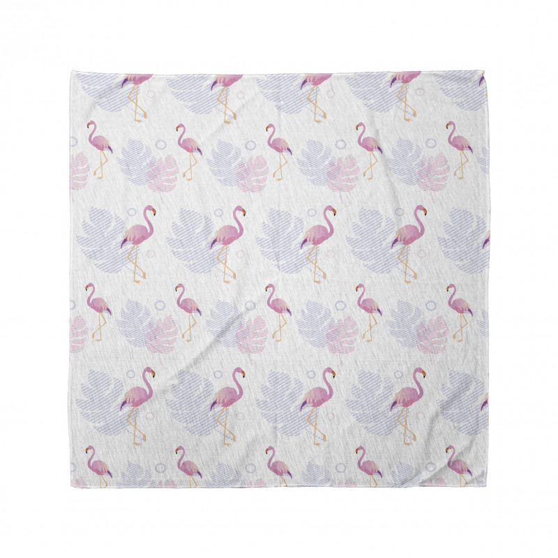 Hayvan Bandana Pembe Flamingo Monstera Yaprak Desenli