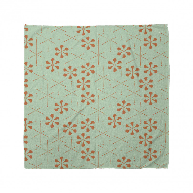 Geometrik Bandana Soyut Çiçek Yıldız Esintili Retro Desen 