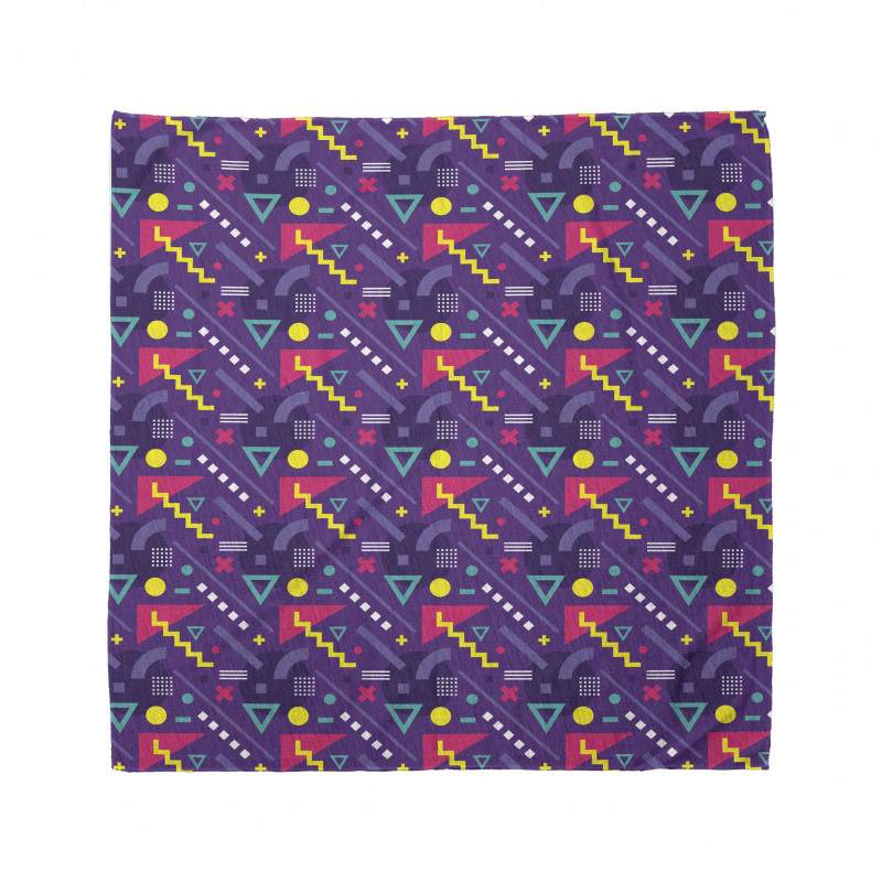 Geometrik Bandana Üçgen Kare Zikzak Çarpı Desenli