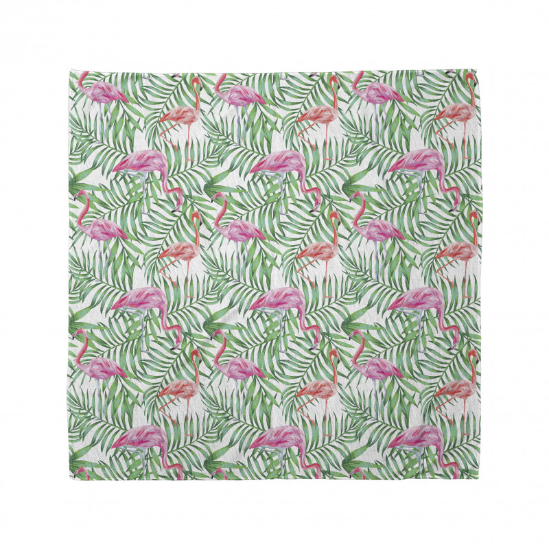 Flamingos on Jungle Leaves Bandana