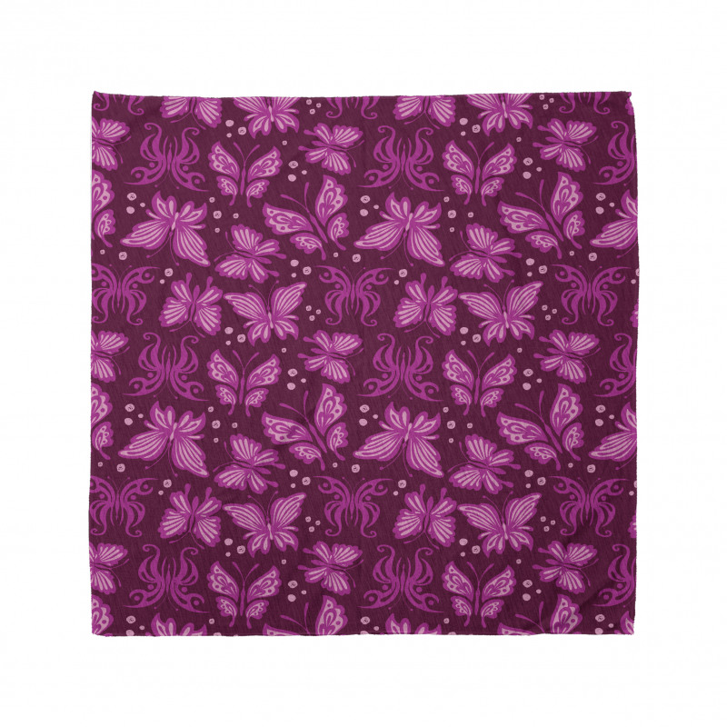 Floral Bandana Pembe Kelebek Desenli