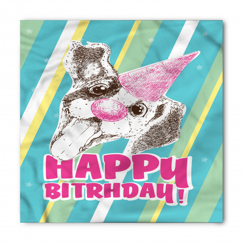 Hayvan Bandana Doğum Günü Partisi Temalı Mutlu Köpek Çizimi