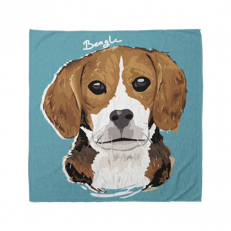 Beagle Bandana Karikatür Çizim Hayvan Başı Portresi Deseni