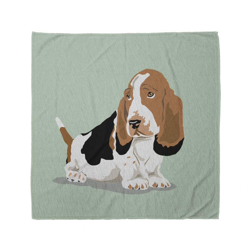 Beagle Bandana Karikatür Çizim Uzun Kulaklı Hayvan Deseni