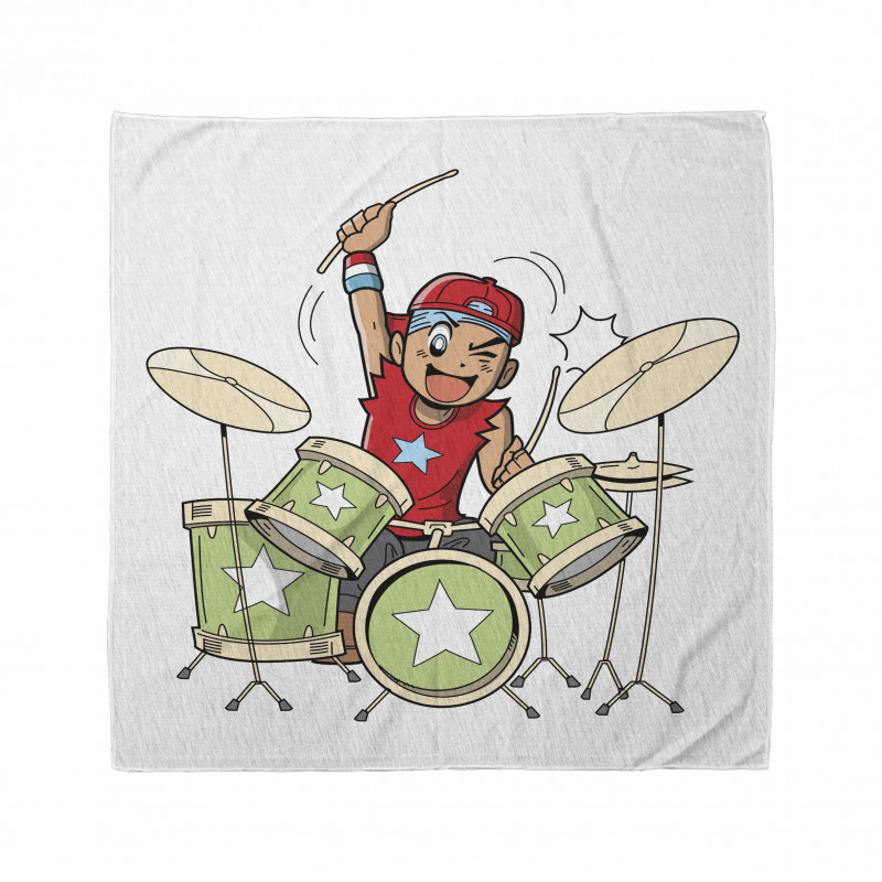 Cartoon Style Boy Drummer Bandana