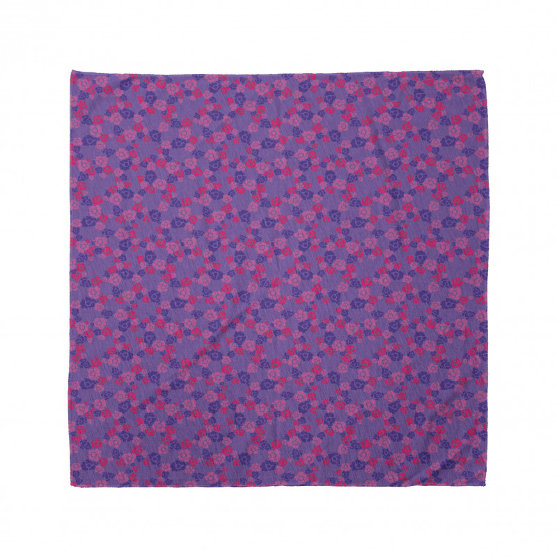 Floral Bandana Mor ve Pembe Çiçekler