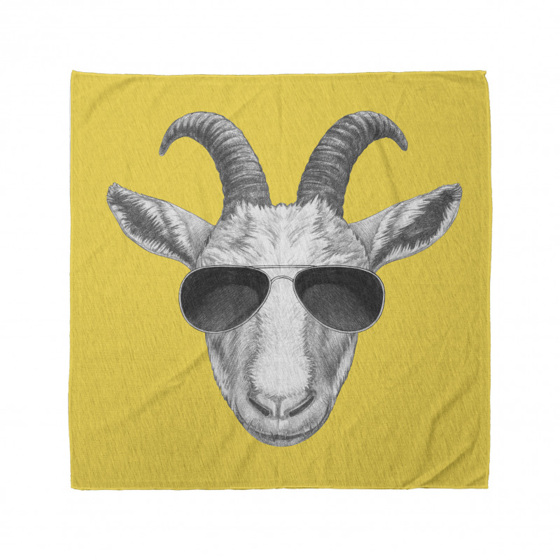 Grey Hand Drawn Goat Bandana