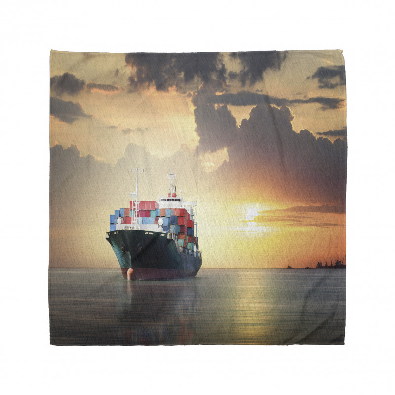 Cargo Ship at Sunset Photo Bandana