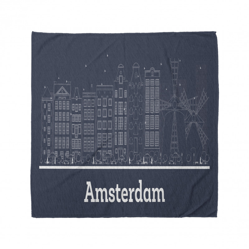 Şehir Bandana Amsterdam Yel Değirmeni İllüstrasyon Çizimi