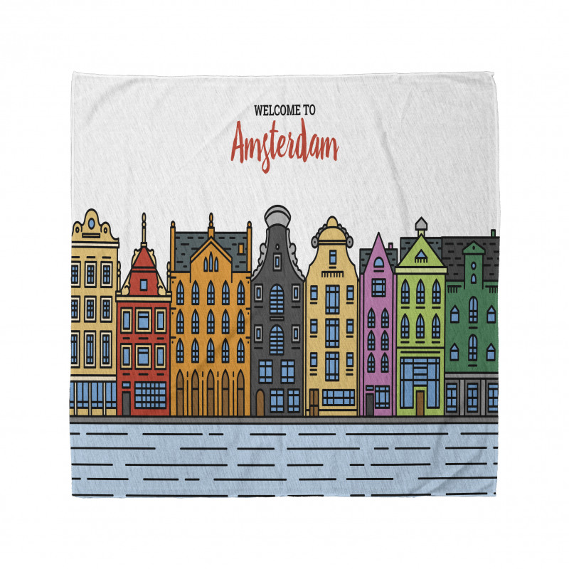 Şehir Bandana Amsterdam Evleri Panoramik Grafik Çizimi