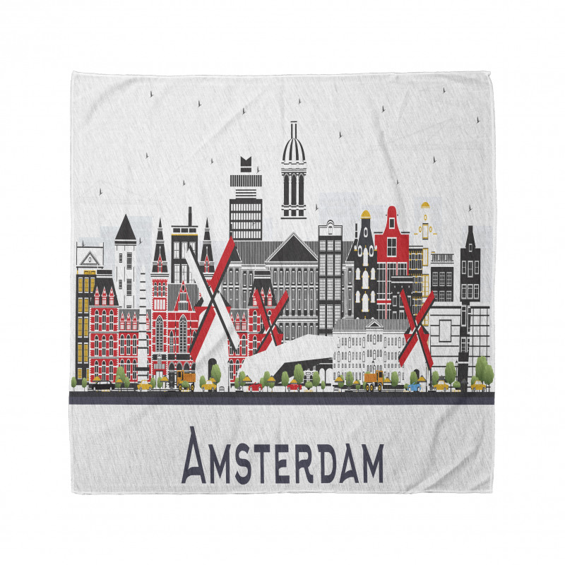 Şehir Bandana Amsterdam Mimarisi Modern ve Canlı Çizim