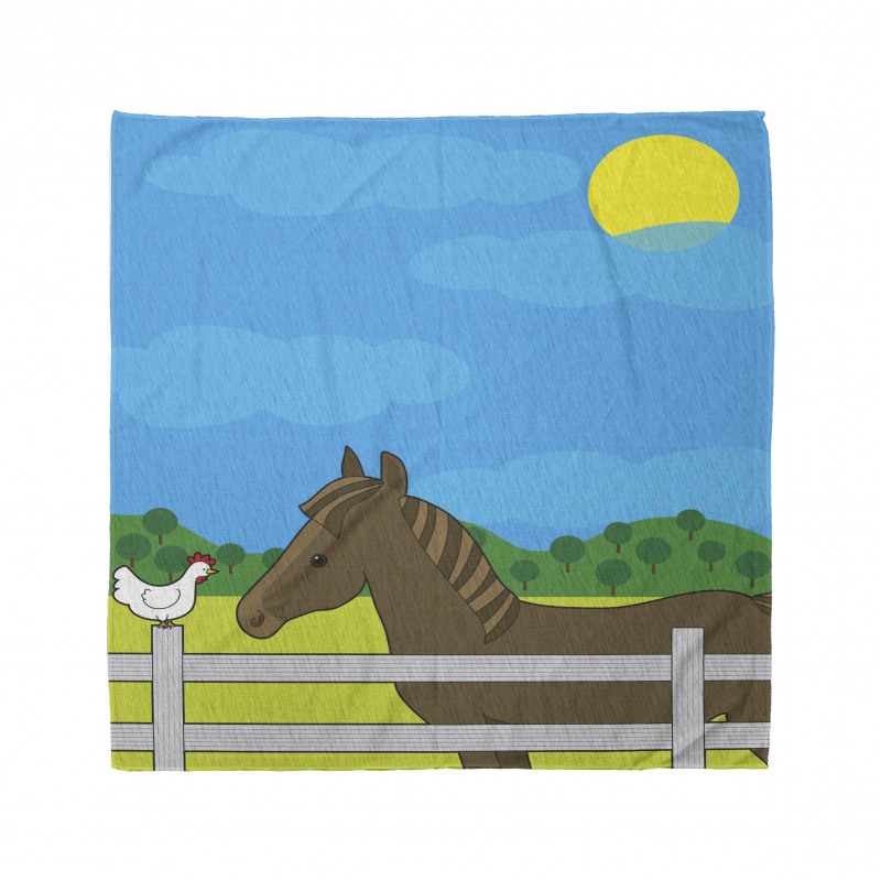 Farm Horse and Chicken Cartoon Bandana