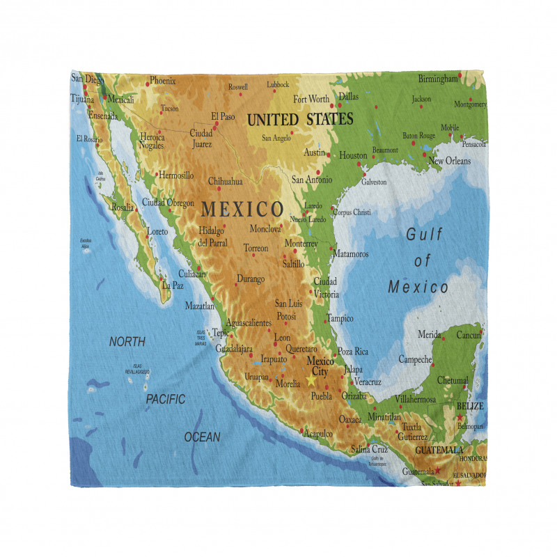 Detailed Map of Mexico Oceans Bandana