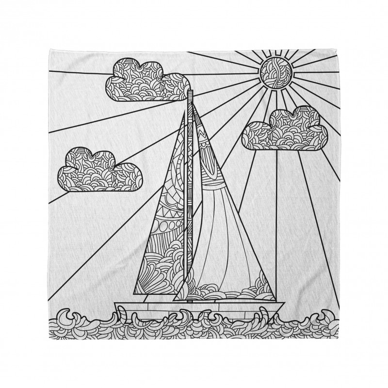 Doodle Boat on Waves Bandana