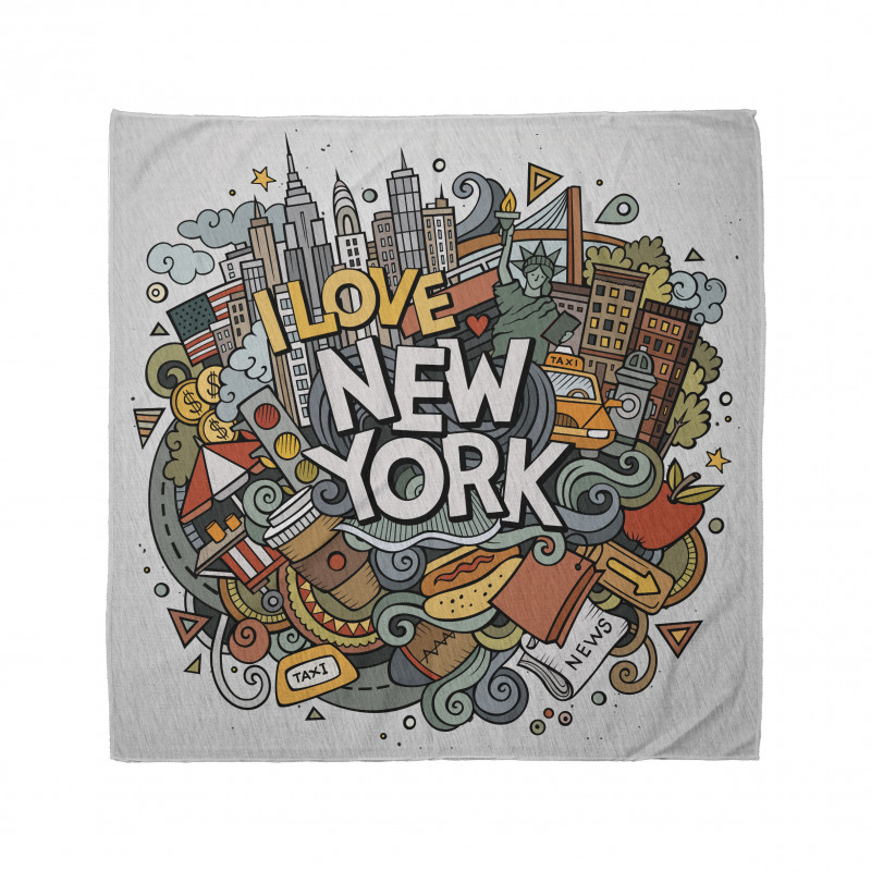 New York Bandana Kaotik Kıvrımlar Soyut Geometrik Şekiller