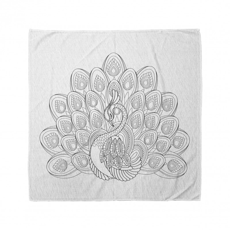 Outline Design Peacock Bird Bandana