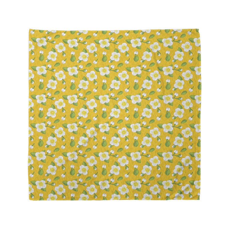 Flowers Buds Leaves on Dots Bandana