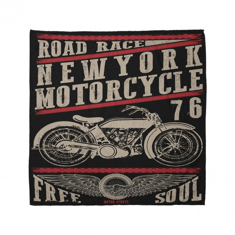 Slogan Bandana Motorsiklet Yarışı Temalı Yazılı Retro Baskı