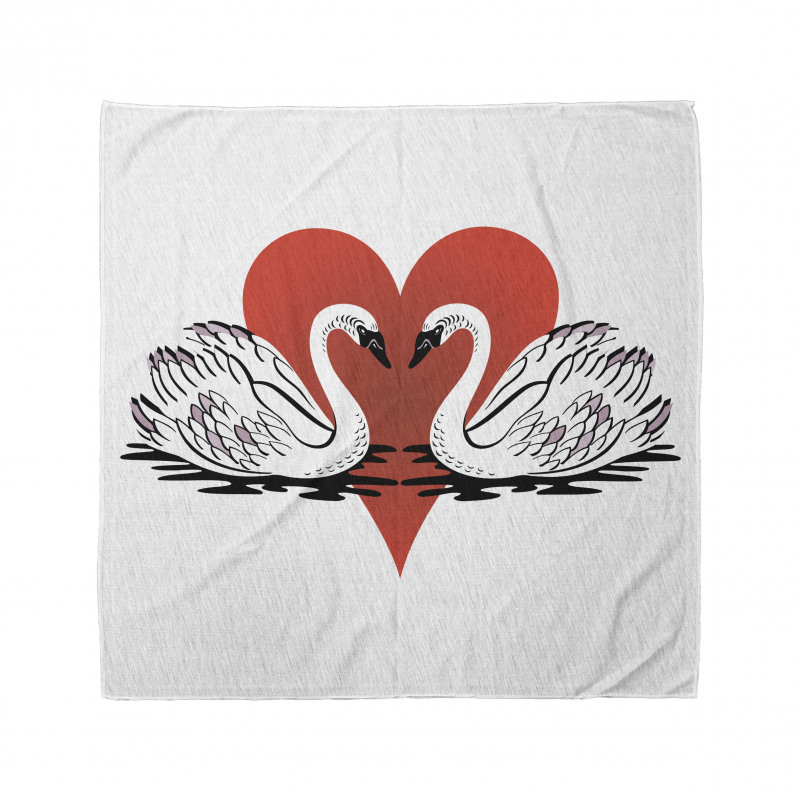 Couple Swans Lake Hearts Art Bandana