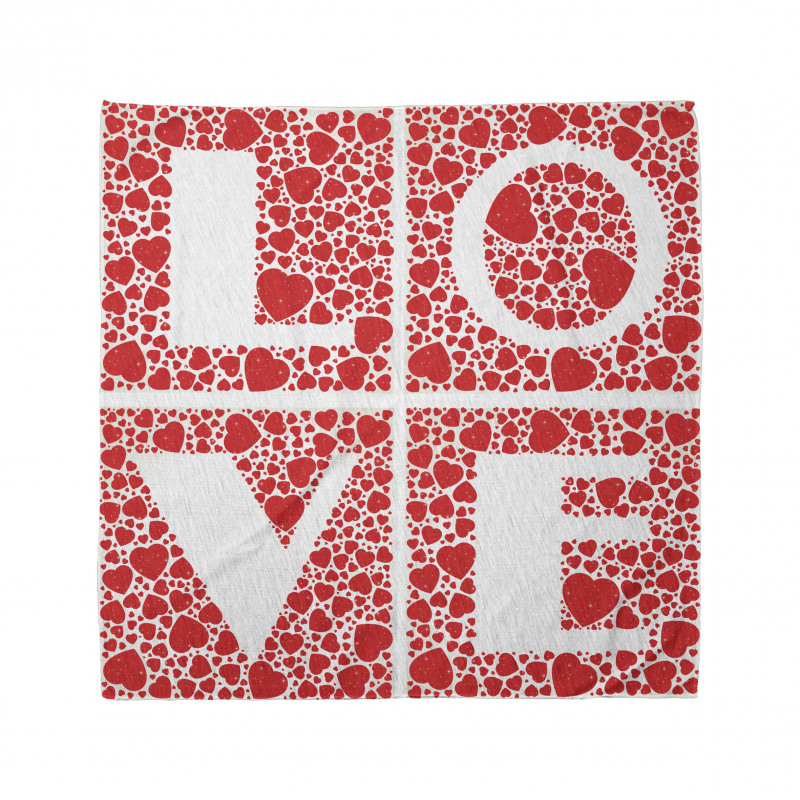 Letters Hearts Motif Graphic Bandana