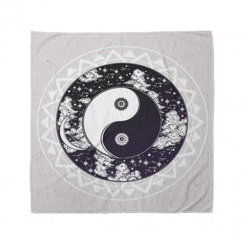 Siyah Beyaz Bandana Yin ve Yang Temalı