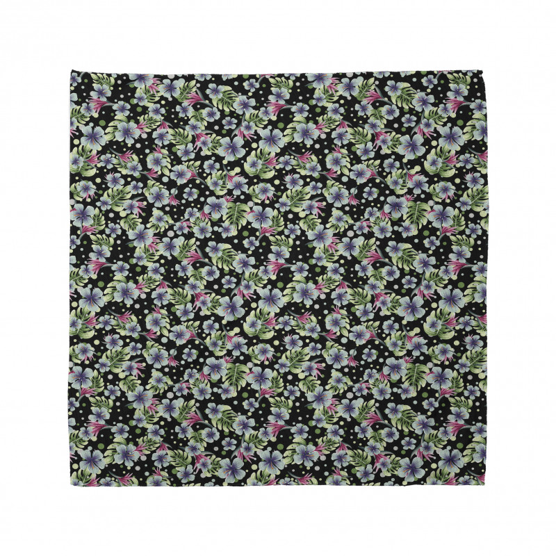 Tropikal Bandana Egzotik Hibiskus Çiçeği ve Puantiyeler