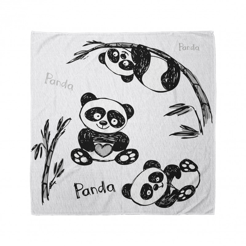 Hand Drawn Panda Poses Bandana