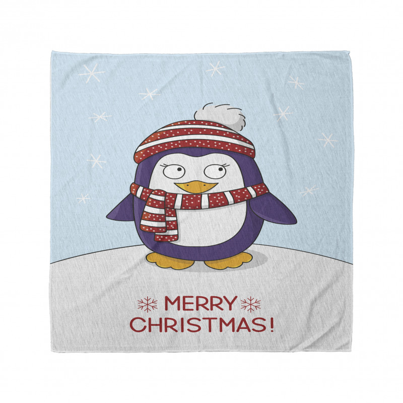 Yeniyıl Bandana Mavi Beyaz Fonlu Sevimli Noel Pengueni