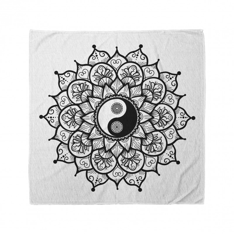 Çiçekli Bandana Yin Yang ve Çiçek