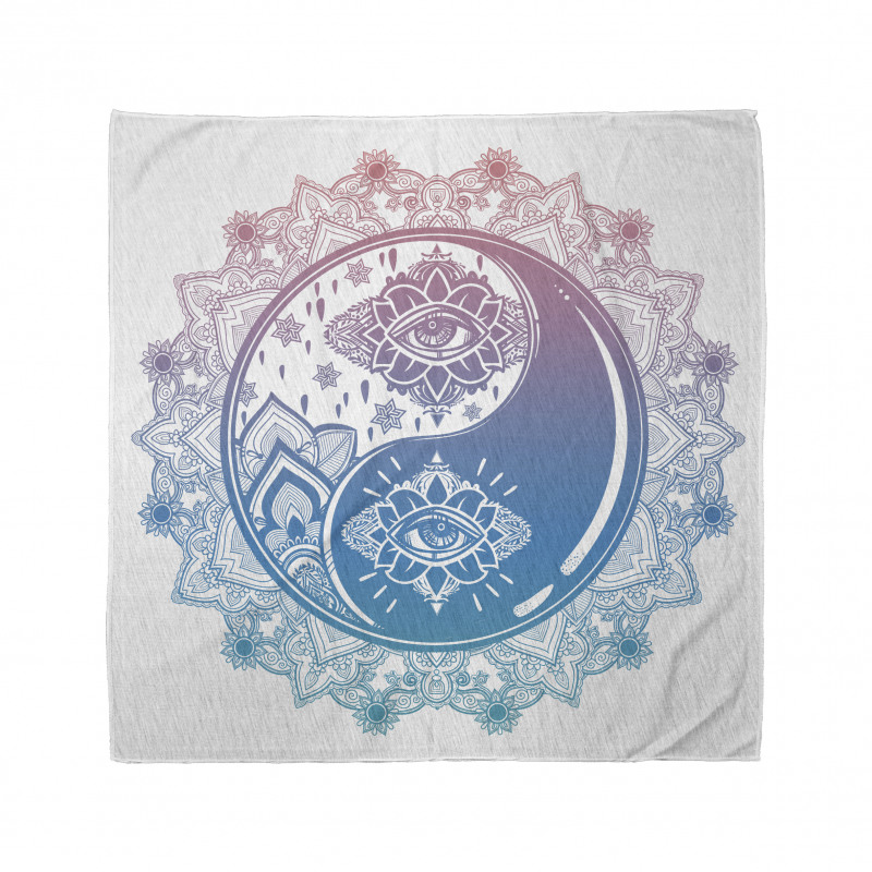 Mandala Bandana Mavi Mor Göz ve Çiçek