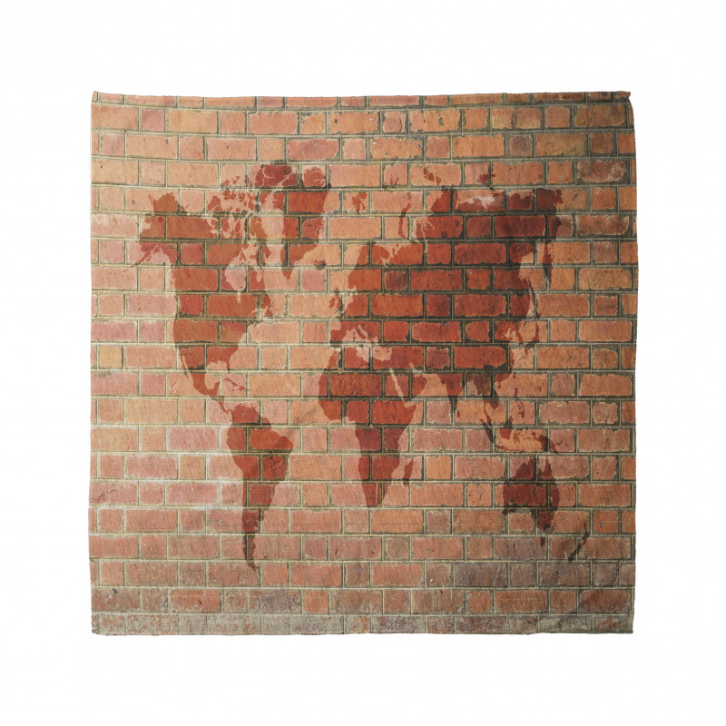 World Map on Brick Wall Bandana