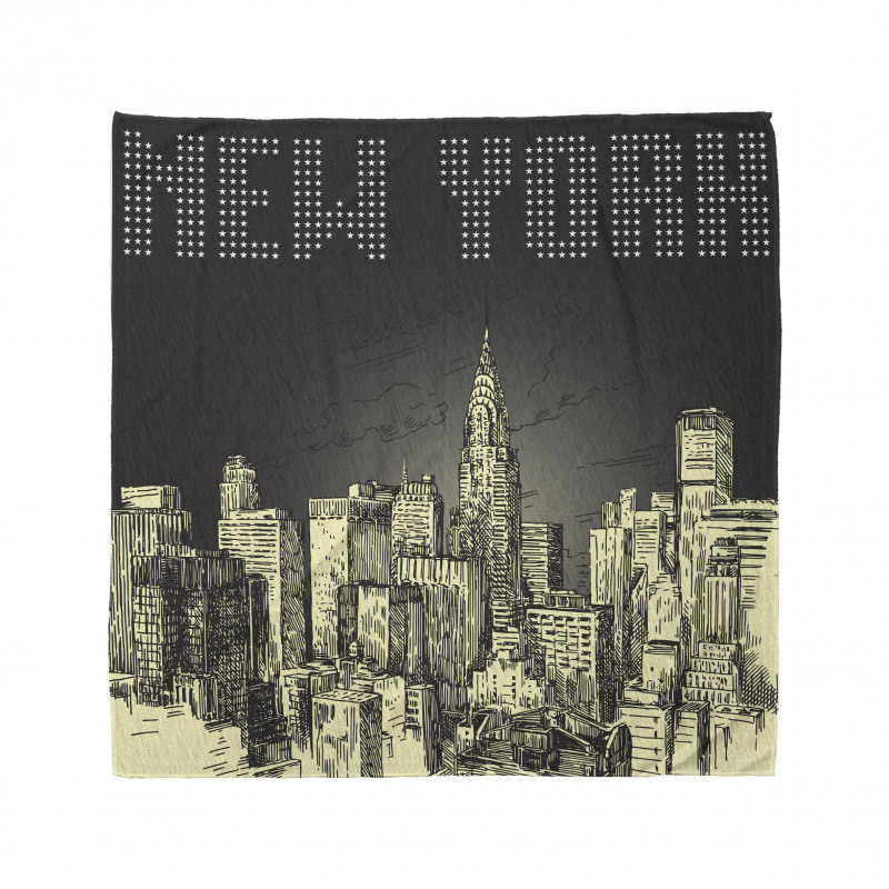 Siyah Beyaz Bandana New York Temalı Panorama