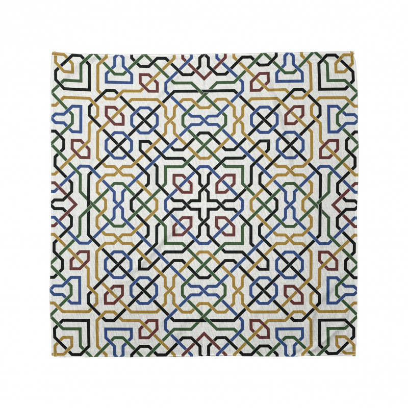 Geometrik Bandana Mavi Sarı Yeşil Desenli