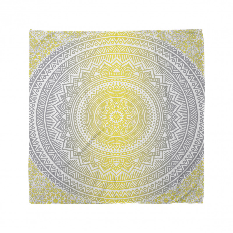 Mandala Bandana Gri Sarı Dairesel