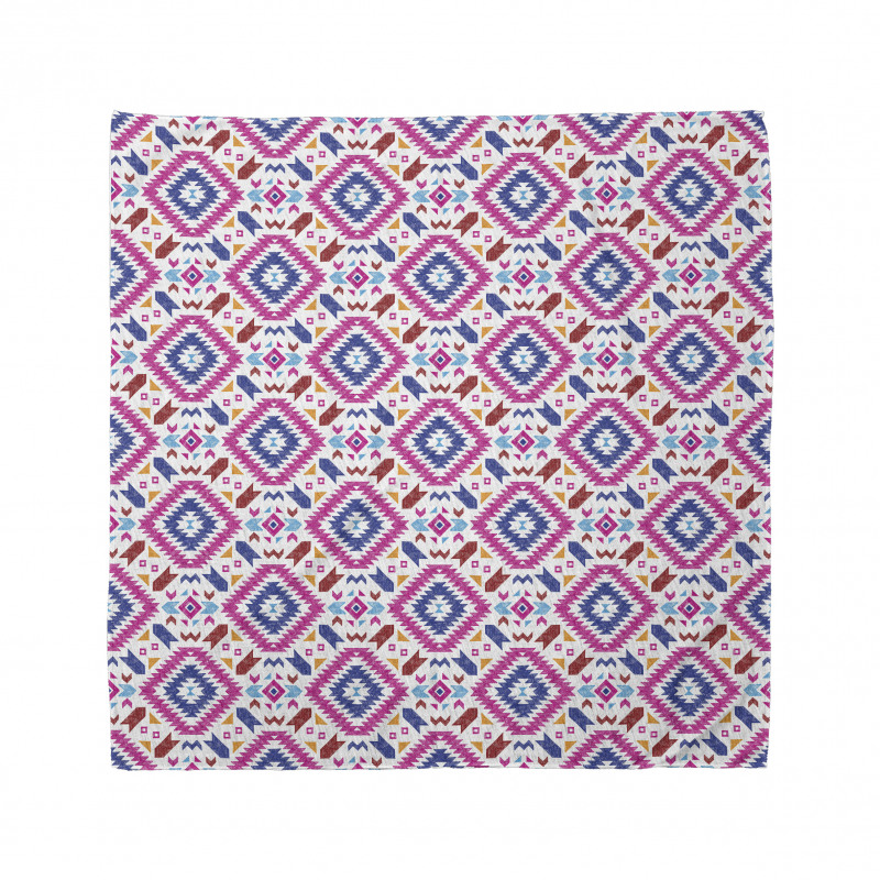 Geometrik Bandana Mavi Kilim Desenli