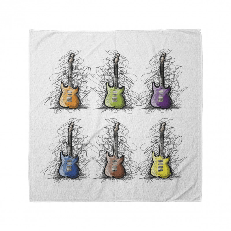 Çizim Bandana Rengarenk Gitar Deseni