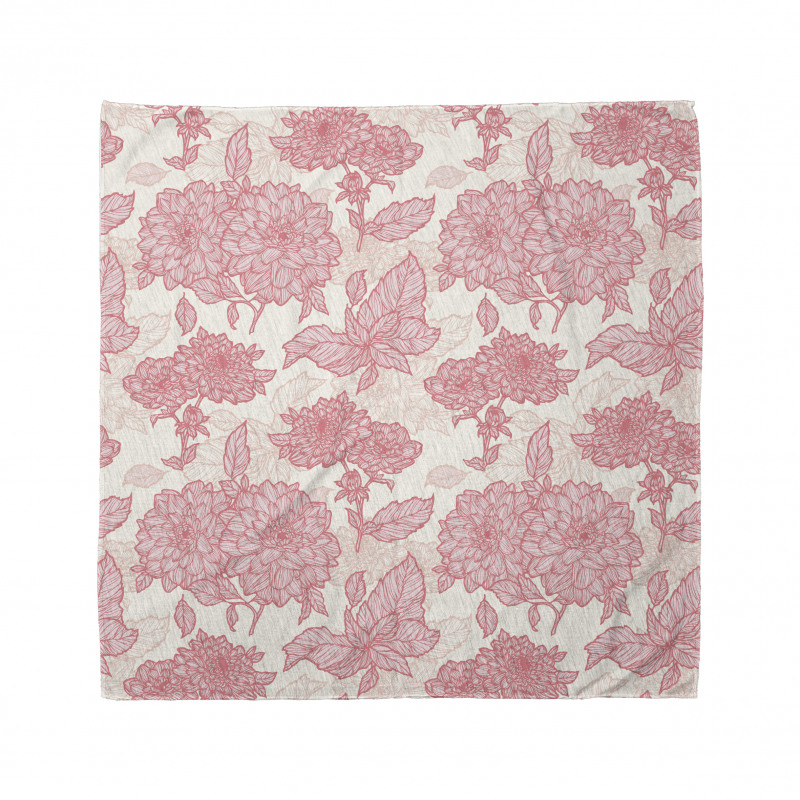 Pink Flowers and Leaves Bandana