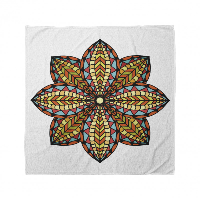 Geometrik Bandana Turuncu ve Sarı Çiçekli