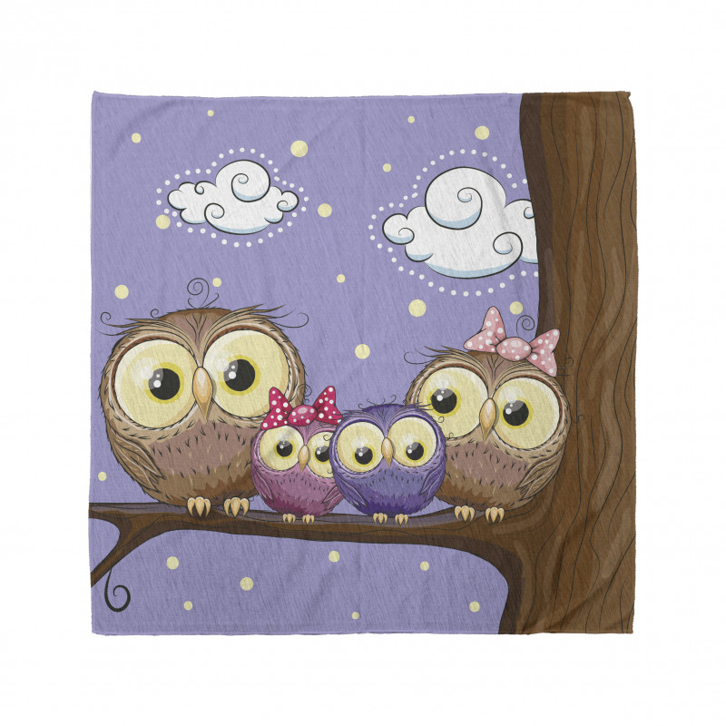 Cartoon Style Owl Family Bandana