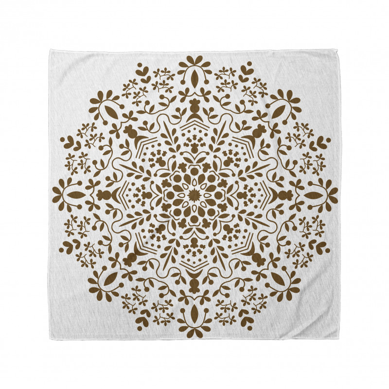 Mandala Bandana Kahverengi Çiçek Deseni