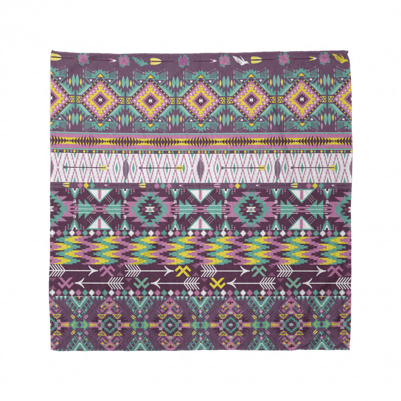 Soyut Bandana Mor Mavi Kilim Motifli