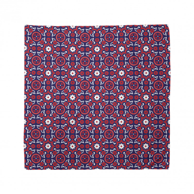 Soyut Bandana Geometrik Çiçek Motifli