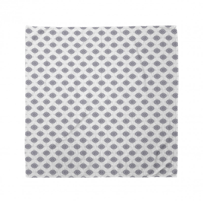 Geometrik Bandana Gri Çiçek Desenli